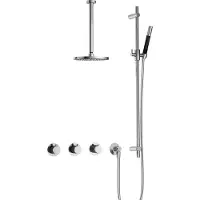 Hotbath Cobber IBS70 Inbouw Doucheset - Staafhanddouche - 25cm Hoofddouche - 30cm Plafondbuis - Glijstang - Chroom - Messing - Kranen, Douchekranen, - Kranen, Douchekranen, Douchesets, Inbouw