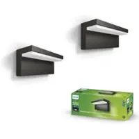 Philips LED-wandlamp buiten Bustan, zwart, Aluminium, Modern, LED wandlamp buiten