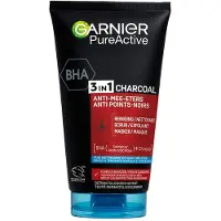 Garnier Pure Active 3in1 Gezichtsreiniger met Charcoal – Houtskool Gezichtsmasker, Gezichtsscrub én gezichtsreiniger in een - 150ml
