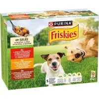 Friskies 12x85 Adult in gelei met rundvlees, kip Lam nat hondenvoer