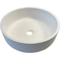 Alvoro Solid Opzetwastafel 40x40x13cm Conisch Solid Surface Mat Wit - Rond, Conisch - Wastafels, Opzetwastafels