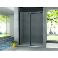 Alvoro Pure Nis Schuifdeur 140x200cm - Mat Zwart - Veiligheidsglas - Douche, Douchedeuren