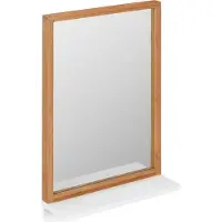 Relaxdays spiegel met plankje - rechthoekig - hangend - bamboe - mdf - badkamer - natuur-wit