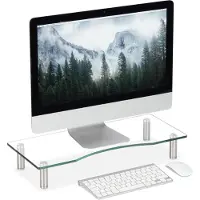 Relaxdays Schermstandaard, Monitorstijgers, Transparant, Zilver