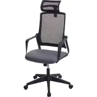 Mendler Bureaustoel -J52, bureaustoel, ergonomische hoofdsteun, kunstleer ~ grijs