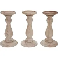 MCW Set van 3 kandelaars T361, kandelaar, shabby-look vintage hoogte 24cm ~ naturel bruin