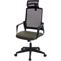 Mendler Bureaustoel -J52, bureaustoel, ergonomische hoofdsteun, kunstleer ~ olijfgroen