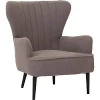 MCW Loungestoel -K37, cocktail/oor fauteuil gestoffeerde stoel retro vintage stof bouclé (600g/m²) Oeko-Tex ~ lichtgrijs