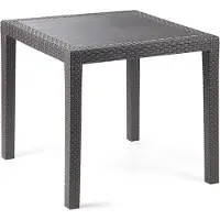 Mojawo Tuintafel King, vierkant, antraciet, 79x79x72 cm, met het uiterlijk van riet, weerbestendig