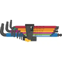 Wera 05022640001 9-delige 950/9 Hex-Plus Multicolour Imperial 2 BlackLaser Inbussleutelset - Inch - 5/16"-3/8"