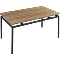 En.casa Eettafel 'Hemnes' voor 6 personen, 140 x 80 cm, stalen poten, eikenhoutlook