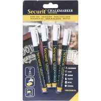 Securit krijtmarker small wit, blister met 4 stuks