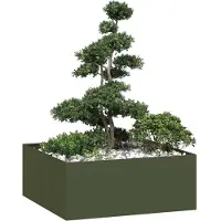 vidaXL Plantenbak 100x100x40 cm staal olijfgroen