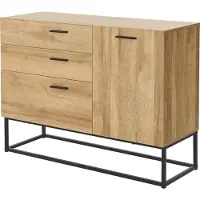 En.casa Sideboard Lavangen commode 75x100x35 cm eikenkleurig en zwart []