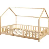 En.casa Kinderbed Sisimiut met uitvalbeveiliging 120x200 cm houtkleurig