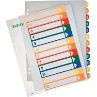 Leitz Tabblad Leitz WOW A4+ 11-gaats 1-12 PP assorti - 10 stuks