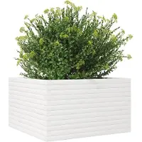 vidaXL Plantenbak 80x80x45,5 cm massief grenenhout wit
