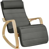 Songmics Schommelstoel met een stevig berkenhouten frame, Grijs