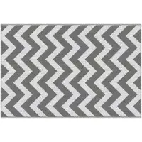 Outsunny Sunny vloerkleed voor buiten, waterdicht, dubbelzijdig design, hoogwaardige kunststofvezel, lichtgrijs+wit, 121 x 182 cm