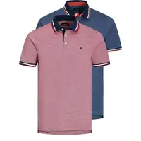 Jack & Jones Shirt 'JJEPaulos' donkerblauw / lichtrood / zwart / wit