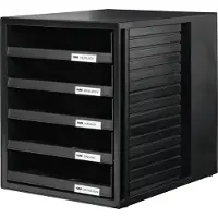 HAN Ladesysteem Kunststof, PS (Polystyreen) Zwart 5 Lades 27,5 x 33 x 32 cm