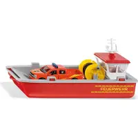 Siku 2117, Brandweer-werkboot, 1:50, kunststof, rood/geel, incl. Ford F150 pick-up (metaal/kunststof) en stickervel
