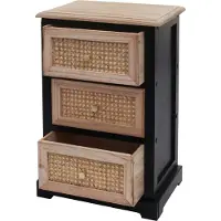 Mendler Ladekast -K87, ladekast kast, hout rotan 63x40x28cm ~ zwart, natuurlijke kleur