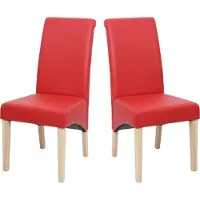 MCW Set van 2 eetkamerstoelen Keukenstoel Stoel M37 ~ kunstleer mat, rood, lichtgekleurde poten