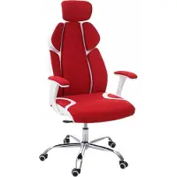 Mendler Bureaustoel -F12, bureaustoel draaistoel directiestoel, schuiffunctie stof/textiel + kunstleer ~ rood/wit