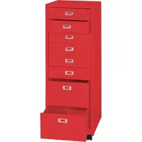 MCW Ladekast, ladekast op wielen, stalen ladekast archiefkast, metaal 115x40x41cm 8 laden ~ rood