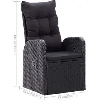 vidaXL Tuinstoelen 2 st verstelbaar met kussens poly rattan zwart