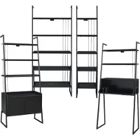 En.casa 4-delige meubelset Storfjord bureau staand rek open kasten zwart set 1 []
