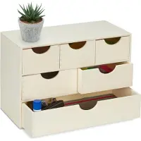 Relaxdays bureau organizer - 6 vakken - 28 x 40 x 20 cm - om zelf te versieren - naturel