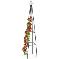 Relaxdays plantensteun - 204 cm hoog - metaal - vrijstaand - voor klimplanten - zwart