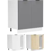 VCM Fasola keuken onderkast voor gootsteen 80 cm 2 deuren antracietgrijs, wit.