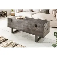 Invicta industrieele kistbank FACTORY LOFT 115cm mangohouten grijze bank - 39664