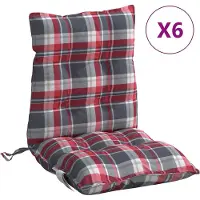 vidaXL Stoelkussens 6 st lage rug ruitpatroon oxford stof rood