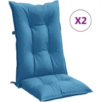 vidaXL Stoelkussens 2 st hoge rug 120x50x7 cm stof gemêleerd blauw