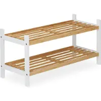 Relaxdays schoenenrek met 2 etages - bamboe - berkenhout - 33 x 70 x 26 cm - tot 6 paar