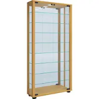 Hioshop LumoMaxi vitrinekast met spiegel 2 glazen deuren beuken decor.