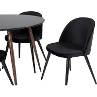 Ebuy24 PlazaBLWA100 eethoek eetkamertafel zwart en 4 Velvet eetkamerstal velours zwart.
