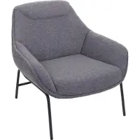 MCW Lounge fauteuil -J77, cocktail fauteuil, bouclé stof metaal ~ donkergrijs