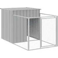 vidaXL Hondenhok met ren lichtgrijs 110x201x110 cm gegalvaniseerd staal