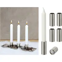 Novaliv Set van 2 kaarsenhouders zilver 2,5x5cm kerstdecoratie kaarsenhouder magneet metaal Adventskrans scandinavisch chic tafelkaarsen kaarsenhouder kaarsenstoker kaarsenbord decoratieve schaal kerst