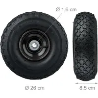 Relaxdays steekwagenwiel - 3.00-4" - set van 2 - luchtbanden - stalen velg - 16 mm as - 100 kg - zwart