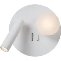 Lucide MATIZ - Bedlamp / Wandlamp - Ø 16,5 cm - LED - 3000K - Met USB oplaadpunt - Wit