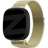 Bandz Milanese loop band geschikt voor Fitbit Versa 3 / Sense - Hoogwaardig gevlochten stalen materiaal smartwatch bandje - Milanees bandje met magneetsluiting - champagne gevlochten stalen bandje