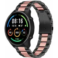 Strap-it Stalen schakel bandje - geschikt voor Xiaomi Mi Watch / Xiaomi Watch S1 / Watch S1 Pro / Watch 2 Pro - Active - zwart/roze