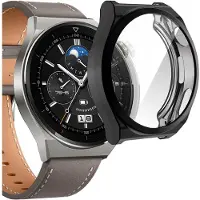 Strap-it TPU case - zwart bescherm hoesje geschikt voor Huawei Watch GT 3 Pro 46mm - zwarte beschermhoes voor Huawei Watch GT 3 Pro 46mm