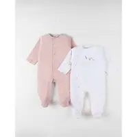 Noukie'S - 2 Pack - Pyjama- Katoen - Roze( Beige ) - Meisjes - 6 maand 68